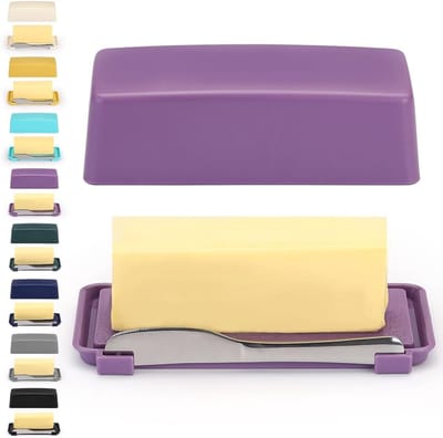 Elegante Botervloot met Deksel voor Aanrecht, Inclusief RVS Multifunctioneel Botermes, Perfecte Keukenaccessoire en Cadeau voor Moeder of Vrouw