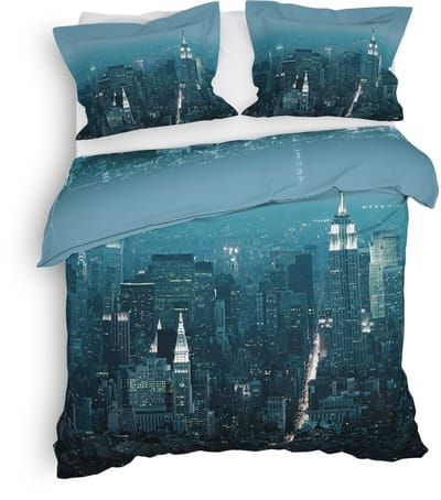 Heckettlane Brasco Dekbedovertrek - Lits-Jumeaux XL - Dekbedovertrek van 100% Katoen-Satijn - 260x200-220 cm - Blauw