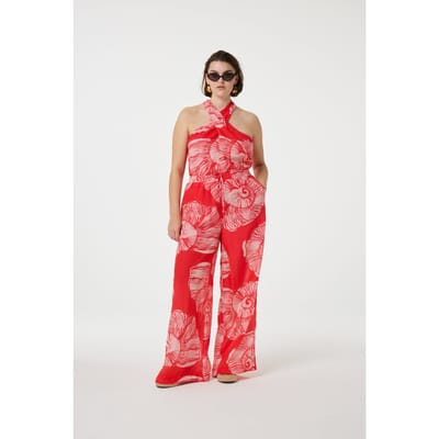Fabienne Chapot Brent Trousers Warm White/tropical Maat: 34 | Wijde Broeken Outlet | Dames | Wit