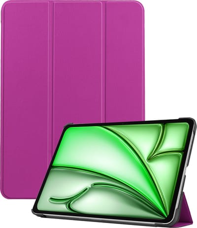 Hoesje Geschikt voor Apple iPad Air 6 (2024) - 11 inch - 6e Generatie - M2 - Dun & Stevig - Trifold Bookcase - Hard Cover - Hardcover Book Case - Tablet Hoes - Paars