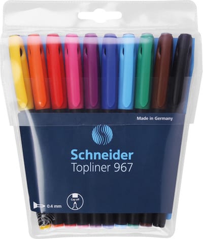 Schneider fineliner - Topliner 967 - lijnbreedte 0,4mm - set 10 stuks assorti - S-196790