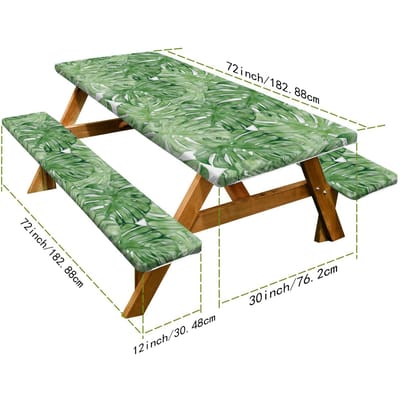 Picknicktafel en Stoelhoes Tuin Buiten Picknicktafel en Stoel Beschermhoes Driesets Picknicktafel Bank Elastische Stofhoes 76.2CM+182CM
