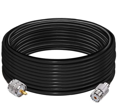 Jhubersproducts - UHF PL259 Kabel - 10 meter verlengkabel - Laag verlies - Zwart - Coax kabel - Geschikt voor tweeweg radio's - RG58