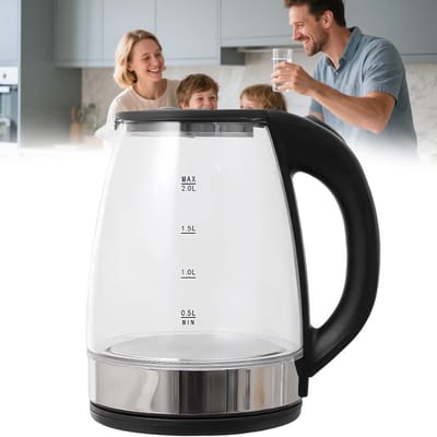 Glazen Waterkoker - Waterkoker - Glas - Elektrisch - 2 Liter - Blauw LED Verlichting - 1500 Watt - RVS