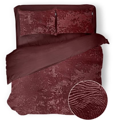 Eleganzzz Dekbedovertrek 3D Embossed Velvet Wave - Bordeaux - Dekbedovertrek 200x200/220cm - Velvet Dekbedovertrek - 100% Velvet - Tweepersoons dekbedovertrekken - Effen Dekbedovertrek