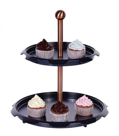 Berlinger Haus Black Rose Collection - Twee-laags Taartplateau - Modern Ontwerp - Roze Goud Accenten