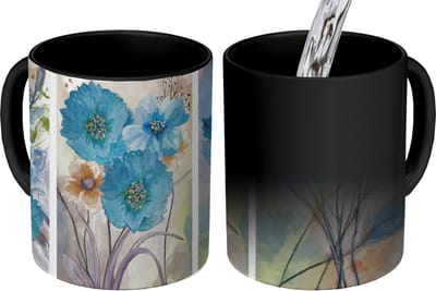 Magische Mok - Foto op Warmte Mokken - Koffiemok - Schilderij - Olieverf - Collage - Bloemen - Magic Mok - Beker - 350 ML - Theemok