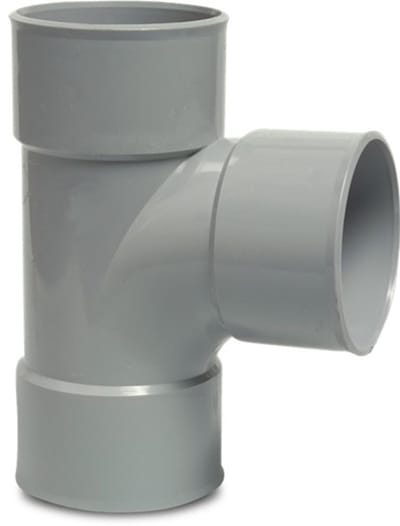PVC T-stuk 87° – 75 mm mof x spie grijs KOMO
