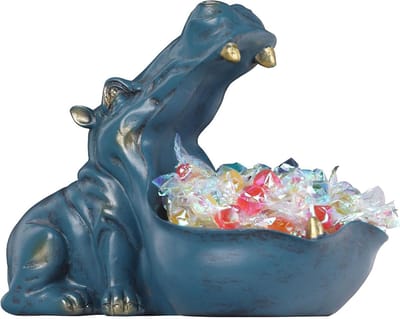 Unieke Hippo Beeldjes Candy Dish en Sleutelhouder - Multifunctionele Resin Decoratie voor Kantoor, Entree en Sieradenopslag - Ideaal als Cadeau en Organiser