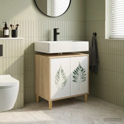 vidaXL - Badkamerkast - HANAU - Sonoma - 60 - x - 40 - x - 60 - cm - Bewerkt - hout