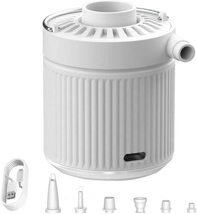 Elektrische Luchtpomp - Oplaadbare Pomp - Luchtbedden Opblazen - Met LED Lamp - 6 Sproeiers - Wit