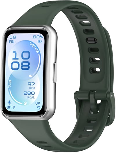 Strap-it Siliconen bandje geschikt voor Huawei Band 11 / Huawei Band 11 Pro (Donkergroen)