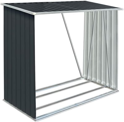 Buitenhaardhout Opslag Schuur 163x83x154 cm Gepoedercoat Staal Antraciet