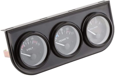 Set met drievoudige meters - Olie/volt/watermeter - 52 mm drievoudige meters - 3 in 1 voltmeter + watertemperatuurmeter + oliedrukmeter met sensor voor auto-vrachtwagen - auto-accessoires - voertuigmeter