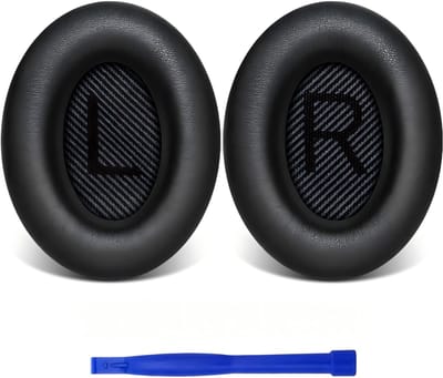 Lederen Set Oorkussens Geschikt Voor Bose Koptelefoon QuietComfort 35, QC35/QC35II/QC25/QC15/Soundtrue/Soundlink Around-Ear II AE2 headphones, Vervangende Kussens Voor Hoofdtelefoon - Zwart - 1 Paar