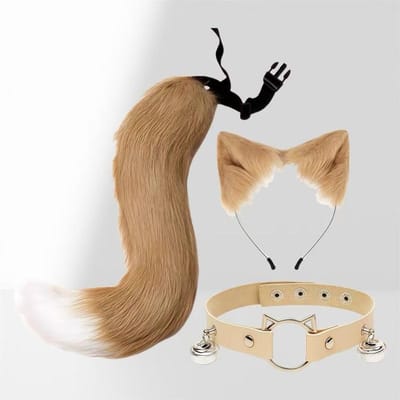 Handgemaakte Halloween Kattenoren Staart Set Cosplay Accessoires Tentoonstelling Spel Thema Volwassen Accessoire Kattenstaart Hoofdband Set white