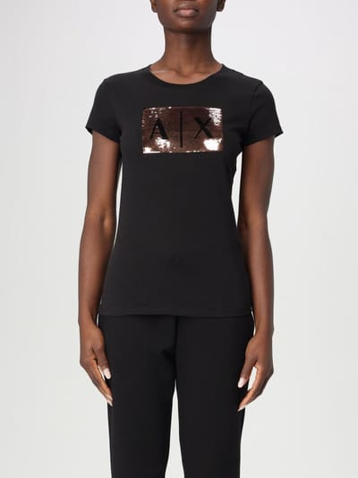 Sequin Logo TShirt Wo - Black T-Shirts
