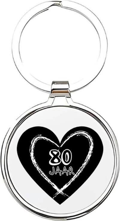 Akyol - 80 jaar Sleutelhanger - Verjaardag - jarigen - jarig - jarige - 80 jaar - verjaardagscadeau - cadeau voor een jarige - feest - cadeau - cadeautje - verjaardagscadeautje - 4 x 7,5 CM