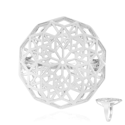 Cavill - Zilveren ring 925 Sterling Zilver met platina coating - Monosono collectie - Geometrische achthoekige filigraan damesring - Elegant & modern