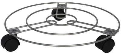 Gerimport Planten trolley/multiroller - rond - grijs metaal - D35 cm - draagkracht ca 20 kg