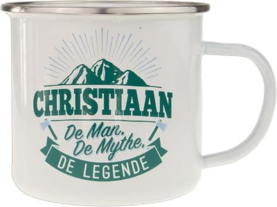 Mok - Top vent - Christiaan - Geëmailleerd - In cadeauverpakking