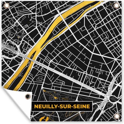 Tuin poster Stadskaart – Frankrijk – Kaart – Neuilly-sur-Seine – Plattegrond - 200x200 cm - Tuindoek