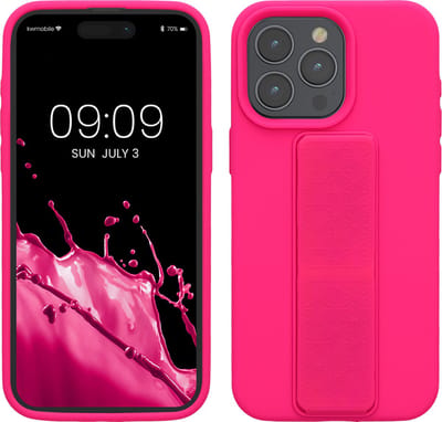 kwmobile back cover voor smartphone - geschikt voor iPhone 15 Pro Max - 1x beschermhoesje van kunststof - In neon roze