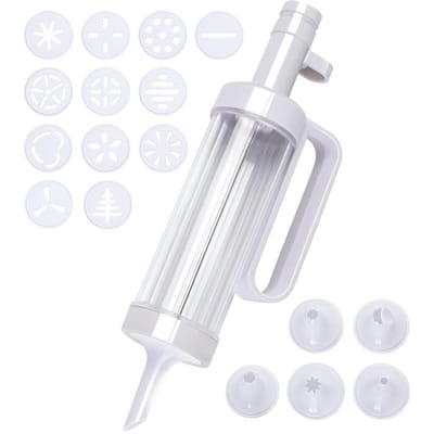 18 STKS/set Koekjespers Kit Pistool Machine Maken Cake Decoratie 13 Persvormen Gebak Spuitmonden Koekjes Spuit Extruder Gereedschap white