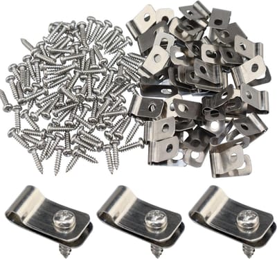 Draadclips voor hekwerk, kabelclips en metalen klemmen voor landbouwhekken, bevestigingsklemmen met schroeven voor houten en tuinhekken (50 stuks)
