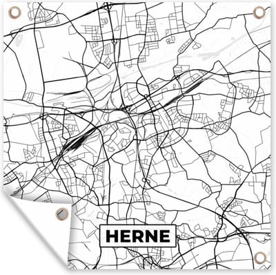 Tuin poster Plattegrond - Herne - Kaart - Stadskaart - 200x200 cm - Tuindoek