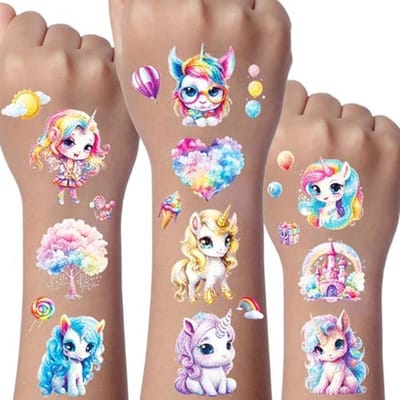 Glitter Tattoo Set voor Kinderen - 12 Vellen Tijdelijke Tatoeages
