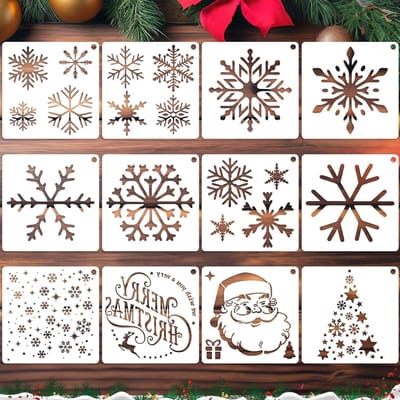 Solidchoice - 12 Stuks Kerstsjablonen - Herbruikbare Plastic Sjablonen voor Handwerk