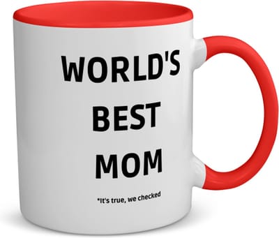 Akyol - world's best mom it's true we checked koffiemok - theemok - rood - Mama - werelds beste moeder - moeder cadeautjes - moederdag - verjaardag - geschenk - kado - 350 ML inhoud