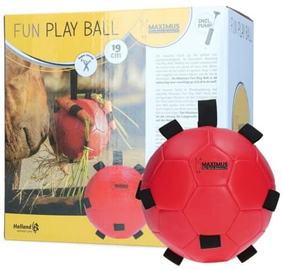 Excellent Horse Fun Play Ball - Ø 19 cm - Paardenspeelgoed - Voederbal voor Paarden - Slowfeeder Paard - Geschikt voor Traktaties - Rood