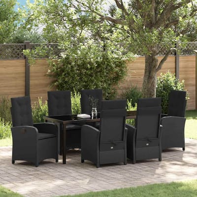 vidaXL - Tuin - Eettafel - Set - 7 - st - Zwart - poly - rattan