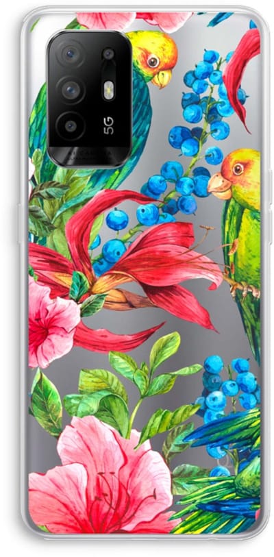 Case Company® - Hoesje geschikt voor Oppo A94 5G hoesje - Papegaaien - Soft Cover Telefoonhoesje - Bescherming aan alle Kanten en Schermrand