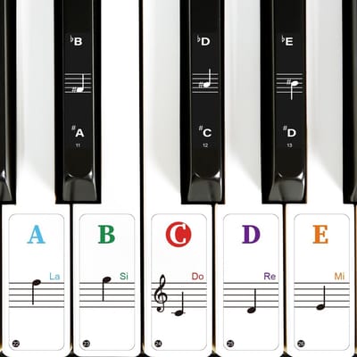 Piano toetsenbord stickers verwijderbaar - Kleurrijke notenlabels voor 88/61/54/49/37 toetsen - Transparant