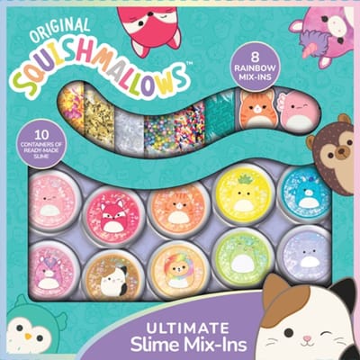 Squishmallows - Ultimate Slime Mix'Ins - 10-Pack, Glitter & Wolken Slijm, 8 Leuke Toevoegingen, Kant-en-klaar
