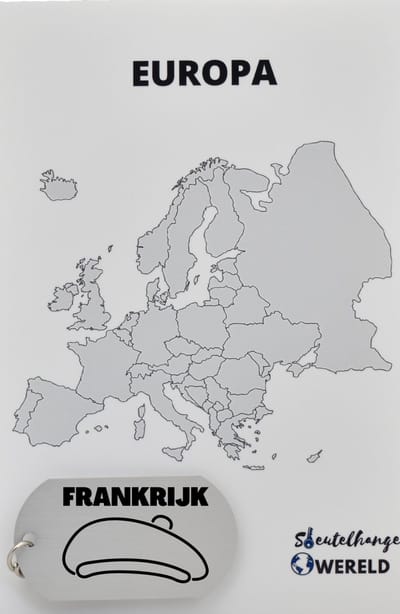 Frankrijk Sleutelhanger inclusief kaart – Frankrijk cadeau – beste land- Leuk kado voor je Vriend om te geven - 2.9 x 5.4CM