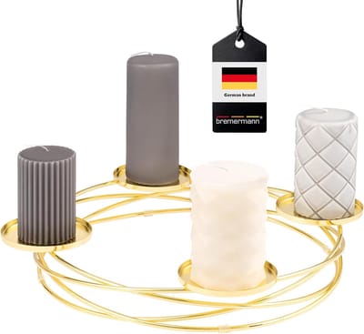 Kandelaar Kransvorm - Kaarsenhouder Tafeldecoratie - Sfeervol Decoreren - Voor 4 Stompkaarsen - Ø 38 cm - Goud