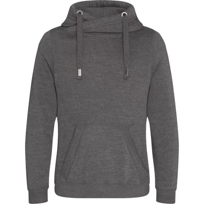 Just Hoods Cross Neck Hoodie JH021 - Charcoal (Heather) - XXL