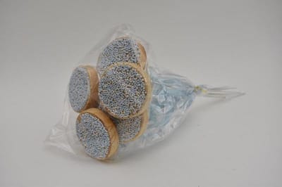 Geboorte - Pak á 8 Beschuit Blauw Groot Met Lint Op Stok 50cm