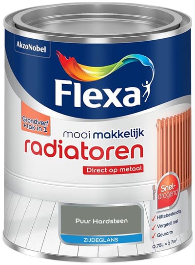 Flexa - Mooi Makkelijk Radiatoren Zijdeglans - Puur Hardsteen - Mengverf - 750 Ml