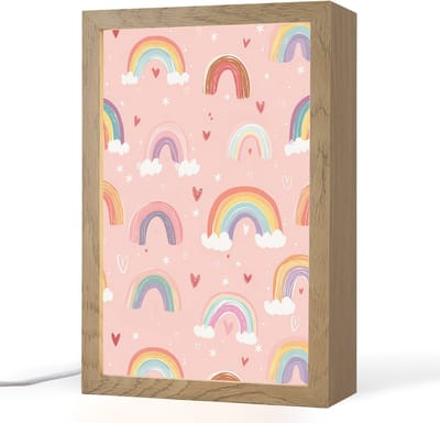 Nachtlampje 20x30 cm - Kinder lampje - Regenboog - Patroon - Pastel - Tafellamp kinderkamer - Slaapkamer lamp - Bedlamp kinderen - Kinderlampje stopcontact - Wandlamp babykamer - Nachtlampjes