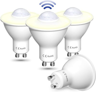 4x GU10 LED Spot met Ingebouwde Schemersensor - Warmwit 3000K - Automatisch Licht bij Beweging