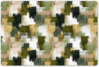 Placemats 45x30 cm - Placemat kunststof - 1 stuk - Penseelstrepen - Mos - Groentinten - Borden onderleggers - Decoratie voor op tafel - Keuken tafeldecoratie accessoires - Vinyl onderlegger - Tafelversiering
