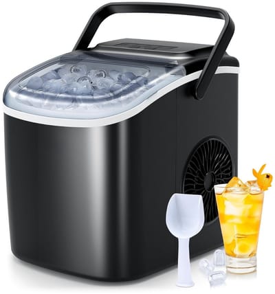 RUX® Ijsblokjesmachine - Zelfreinigende Ijsblokjesmaker - Kleine Ijsblokjesmachine - Zwart - 23cm x 30cm x 30cm; 6.2 kg