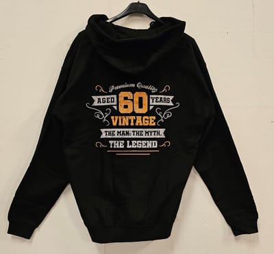 Vest - 60 The Legend - Vintage - Goud - Zilver - Full Zip Hoodie - Dames - Heren - Zwart - Maat L
