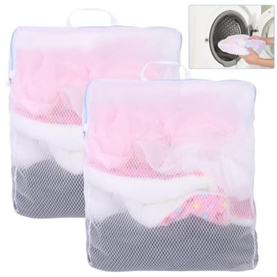 Wasnet met ritssluiting en koordstopper, 2 stuks, herbruikbaar voor ondergoed en babykleding