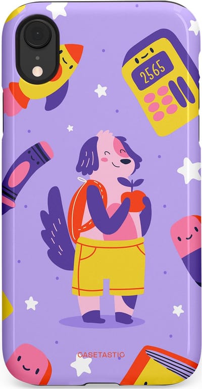 Casetastic hoesje geschikt voor Apple iPhone XR - Dubbellaagse bescherming - Tussen boeken en sterren - Fashion Case - Lavendel Geel